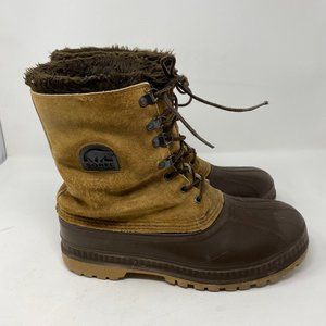 Sorel Tan and Brown Lace-Up Waterproof Winter Boots
